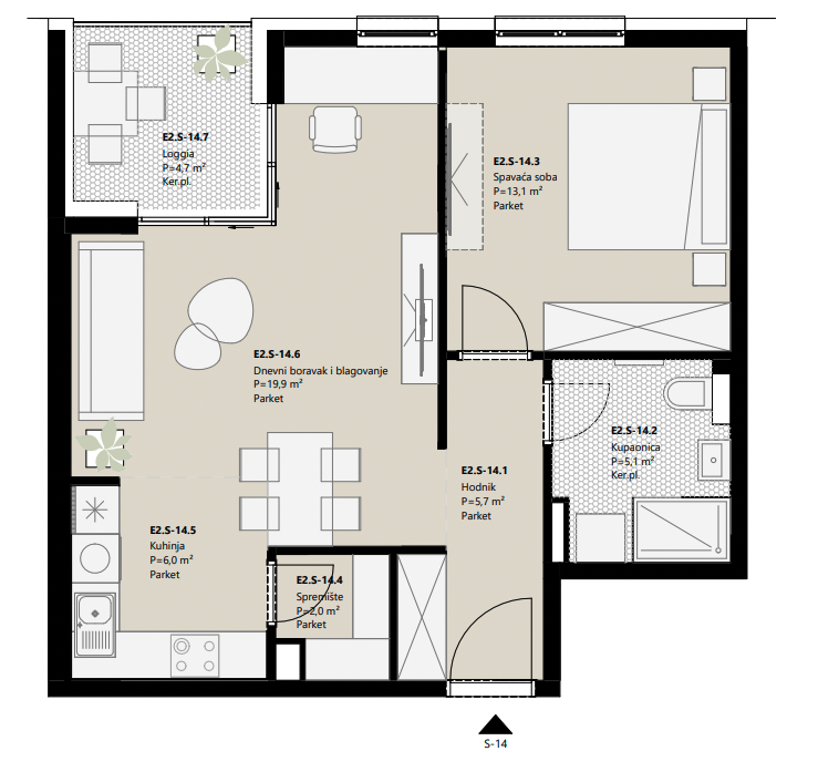 Projekt Frankopanska - 1.5 sobni stan, 2
