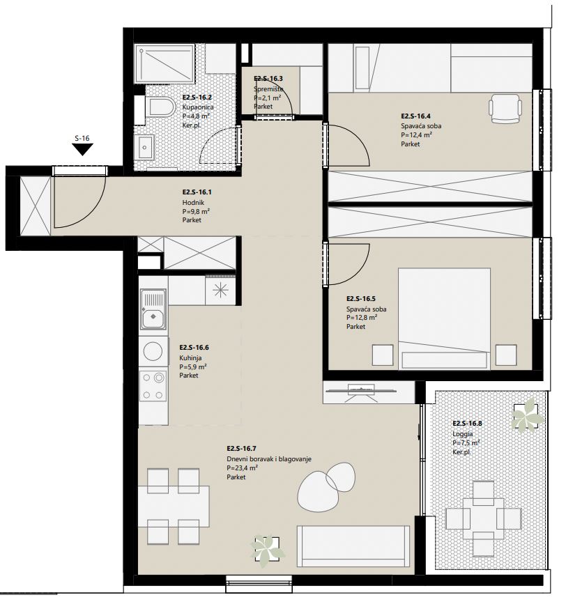 Projekt Frankopanska - 2.5 sobni stan, 2