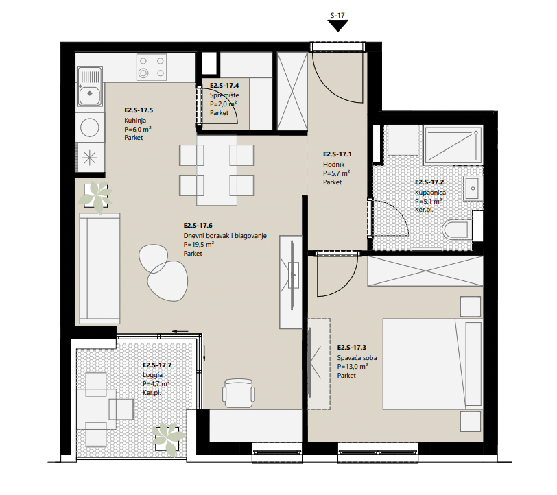 Projekt Frankopanska - 1.5 sobni stan, 2