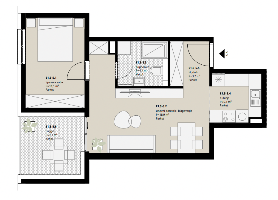 Projekt Frankopanska - 1.5 sobni stan, 1