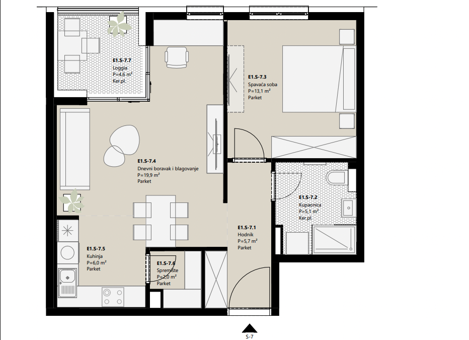 Projekt Frankopanska - 1.5 sobni stan, 1
