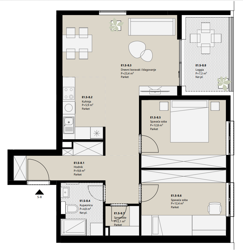 Projekt Frankopanska - 2.5 sobni stan, 1