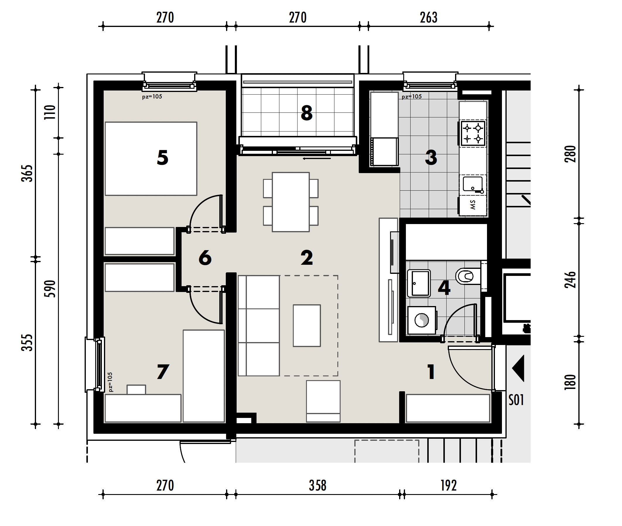 Projekt Križevci - 2 sobni stan, 0