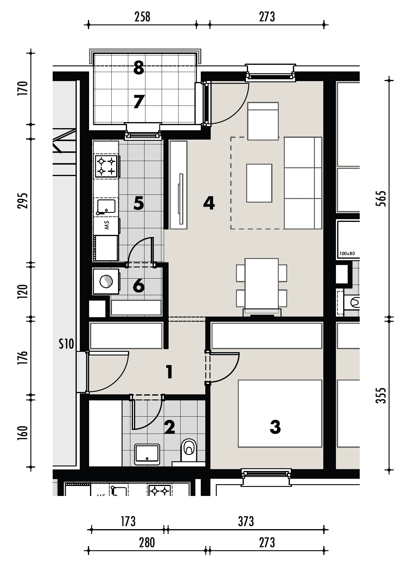 Projekt Križevci - 1 sobni stan, 1