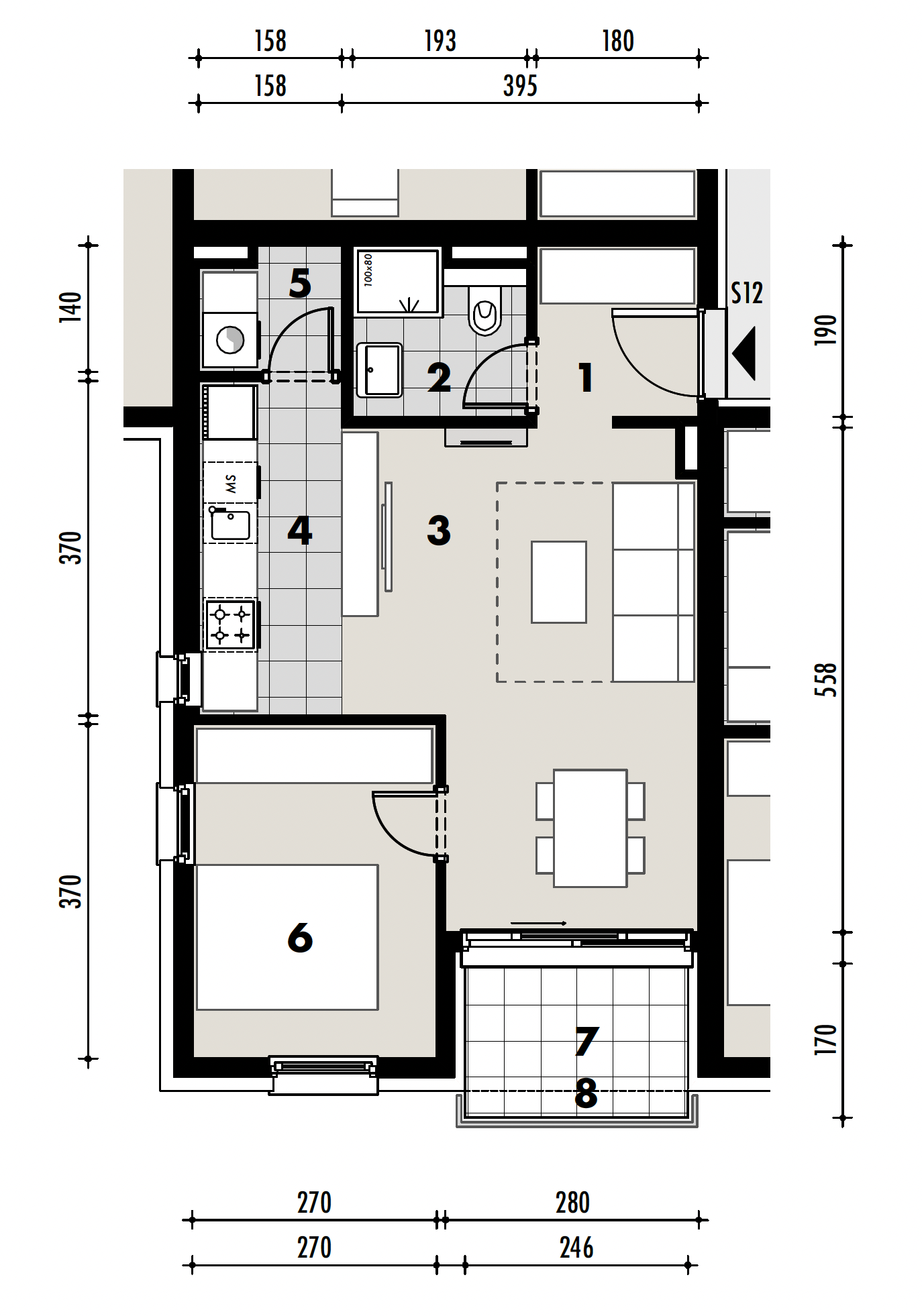 Projekt Križevci - 1 sobni stan, 1