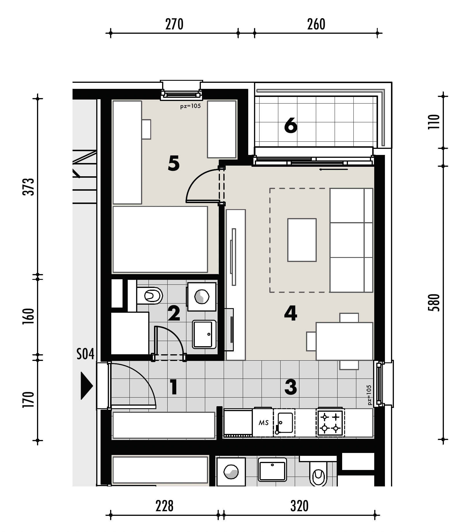 Projekt Križevci - 1 sobni stan, 0