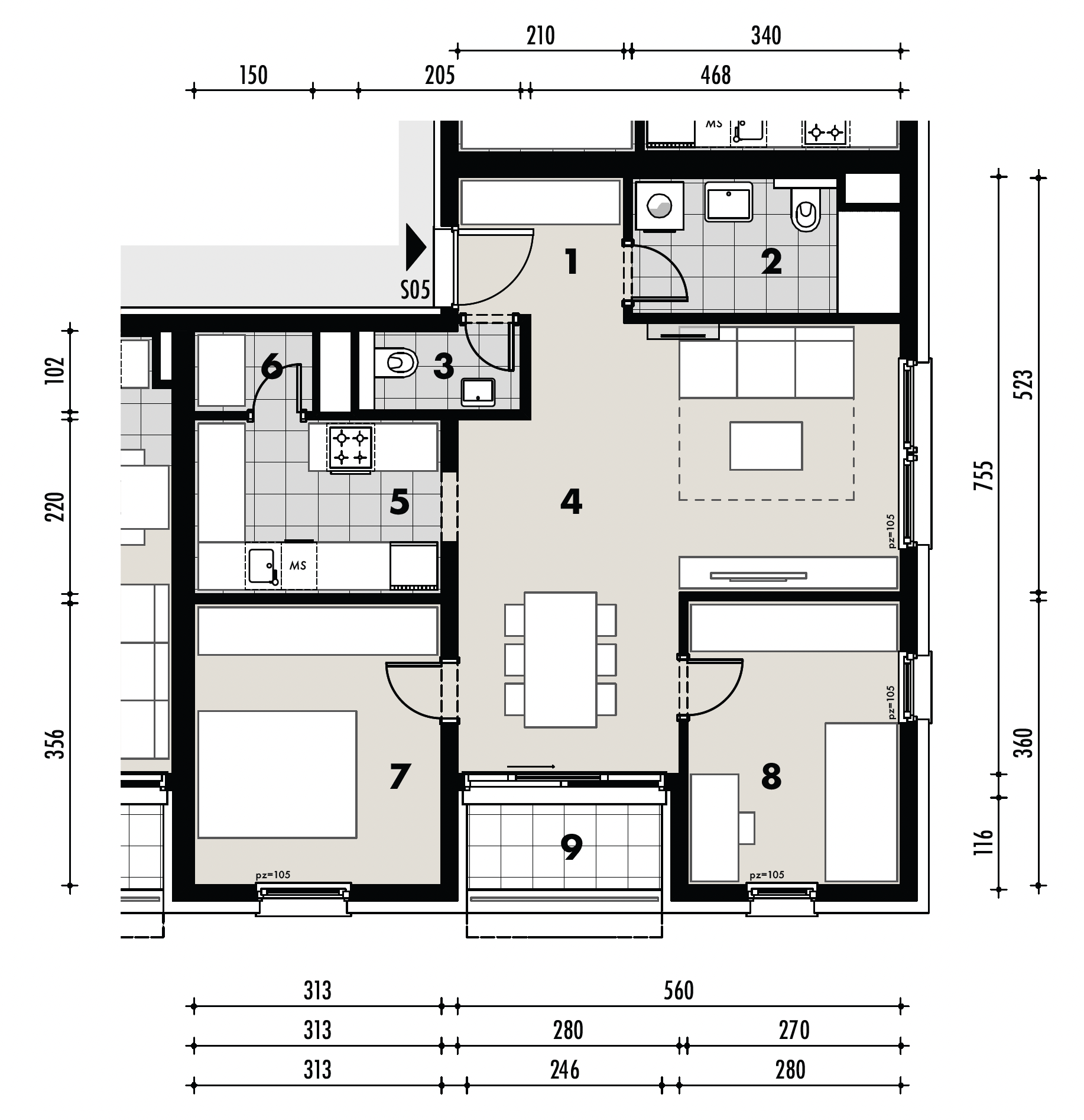 Projekt Križevci - 2 sobni stan, 0