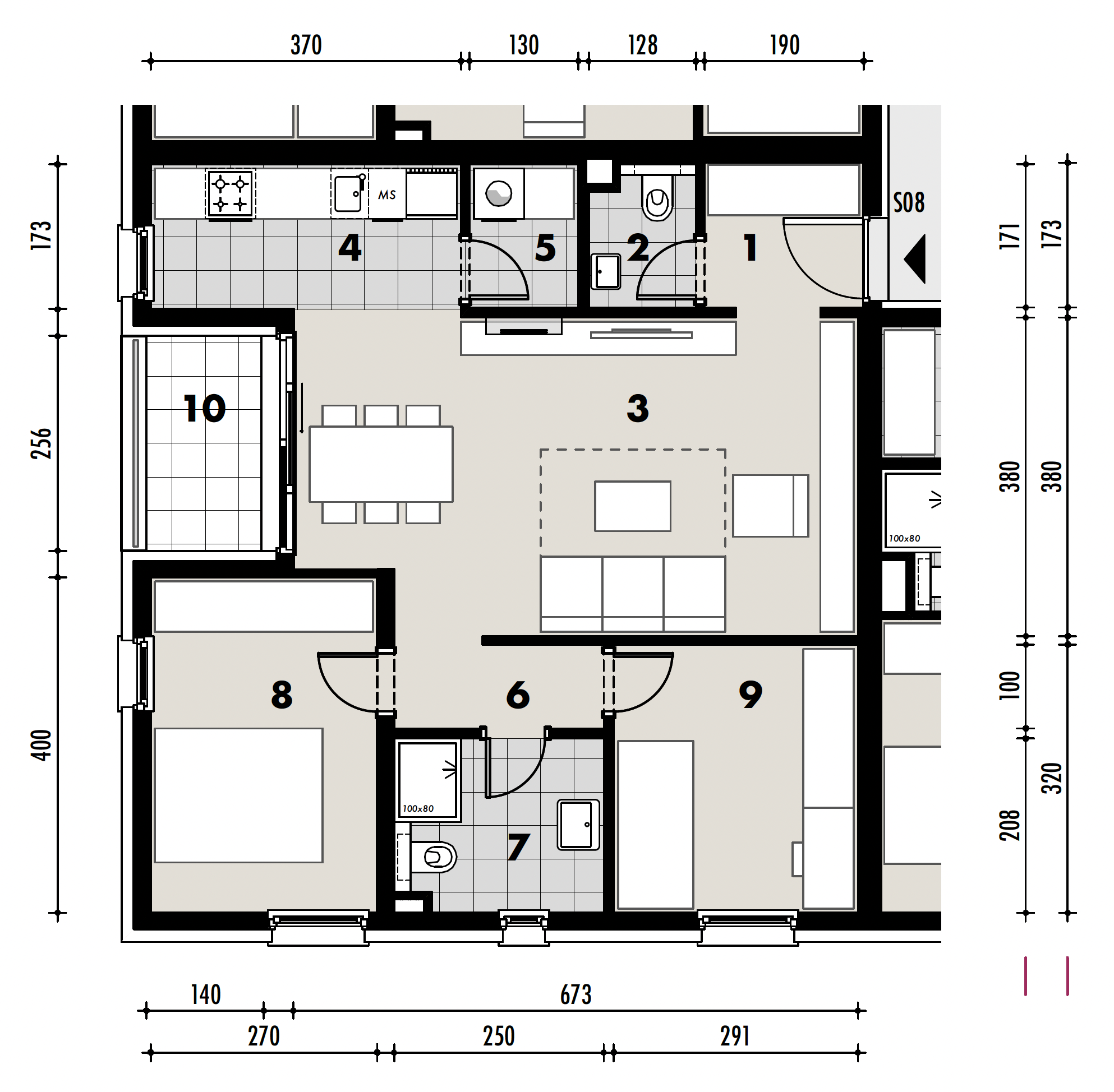 Projekt Križevci - 2 sobni stan, 1