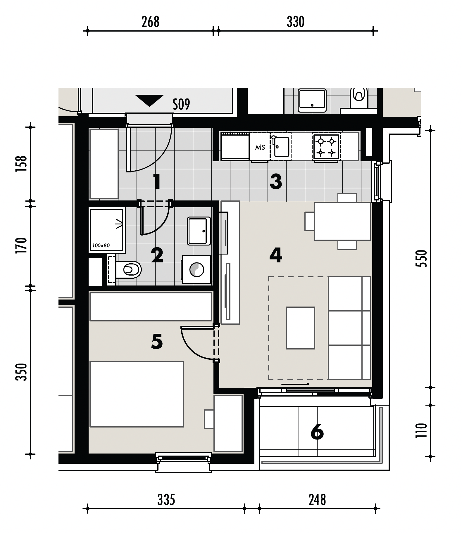 Projekt Križevci - 1 sobni stan, 1